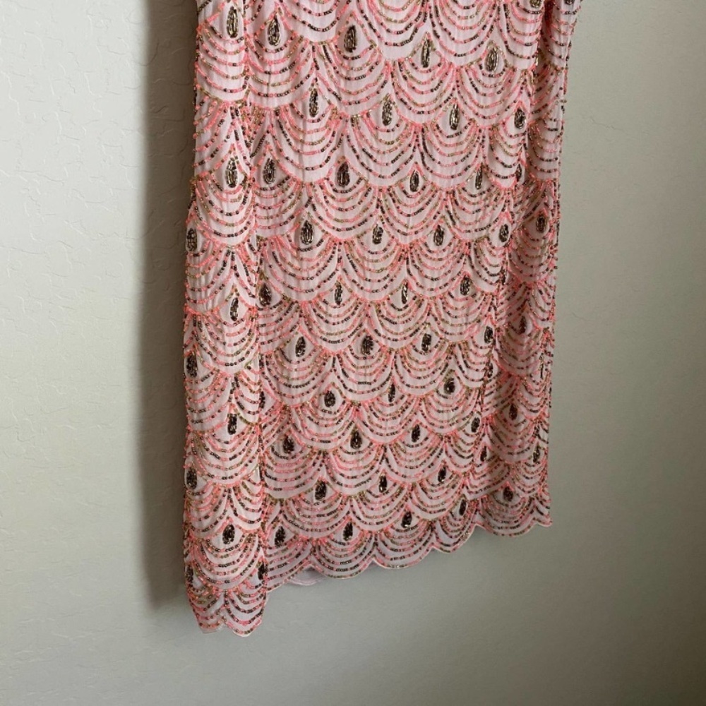 Anthro Moulinette Soeurs Pink Beaded Dress Size 2 - Picture 5 of 13